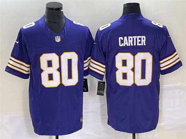 Men's Minnesota Vikings #80 Cris Carter Purple 2023 F.U.S.E. Vapor Untouchable Limited Stitched Jersey Men's Minnesota Vikings #80 Cris Carter Purple 2023 F.U.S.E. Vapor Untouchable Limited Stitched Jersey