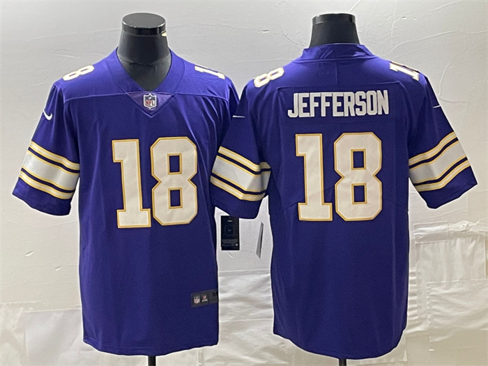 Men's Minnesota Vikings #18 Justin Jefferson Purple Vapor Untouchable Limited Stitched Jersey Men's Minnesota Vikings #18 Justin Jefferson Purple Vapor Untouchable Limited Stitched Jersey