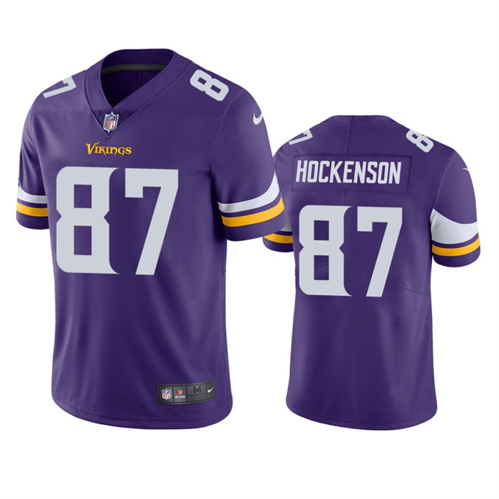 Men's Minnesota Vikings #87 T.J. Hockenson Purple Vapor Untouchable Stitched Jersey Men's Minnesota Vikings #87 T.J. Hockenson Purple Vapor Untouchable Stitched Jersey