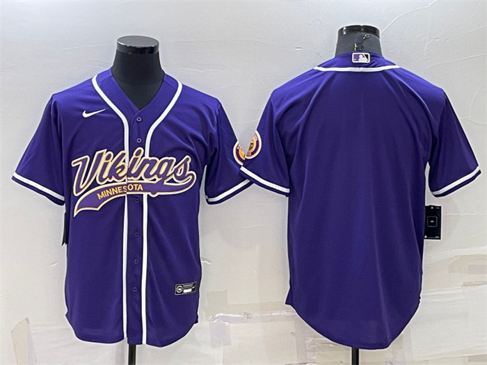 Men's Minnesota Vikings Blank Purple With Patch Cool Base Stitched Baseball Jersey Men's Minnesota Vikings Blank Purple With Patch Cool Base Stitched Baseball Jersey