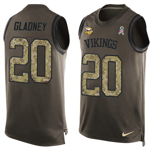 Nike Vikings #20 Jeff Gladney Green Men's Stitched NFL Limited Salute To Service Tank Top Jersey Nike Vikings #20 Jeff Gladney Green Men's Stitched NFL Limited Salute To Service Tank Top Jersey