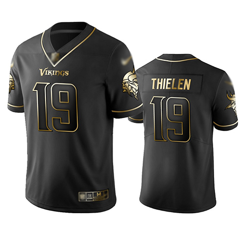Vikings #19 Adam Thielen Black Men's Stitched Football Limited Golden Edition Jersey Vikings #19 Adam Thielen Black Men's Stitched Football Limited Golden Edition Jersey