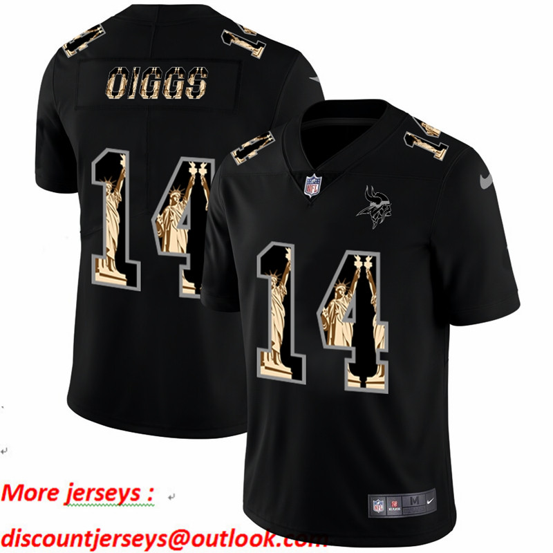 Nike Vikings 14 Stefon Diggs Black Statue Of Liberty Limited Jersey