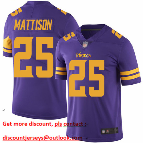Vikings #25 Alexander Mattison Purple Men's Stitched Football Limited Rush Jersey