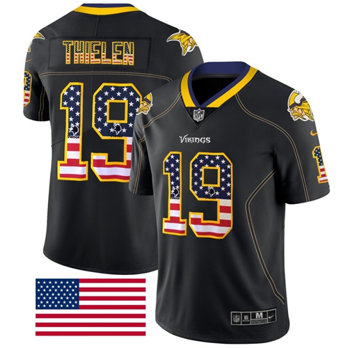 Nike Vikings #19 Adam Thielen Black Men's Stitched NFL Limited Rush USA Flag Jersey Nike Vikings #19 Adam Thielen Black Men's Stitched NFL Limited Rush USA Flag Jersey