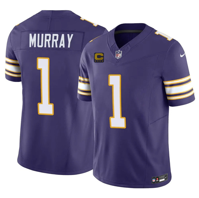 Men's Minnesota Vikings #1 Kyler Murray Purple 2026 F.U.S.E. 4-Star C Patch Throwback Vapor Untouchable Limited Stitched Jersey Men's Minnesota Vikings #1 Kyler Murray Purple 2026 F.U.S.E. 4-Star C Patch Throwback Vapor Untouchable Limited Stitched Jersey