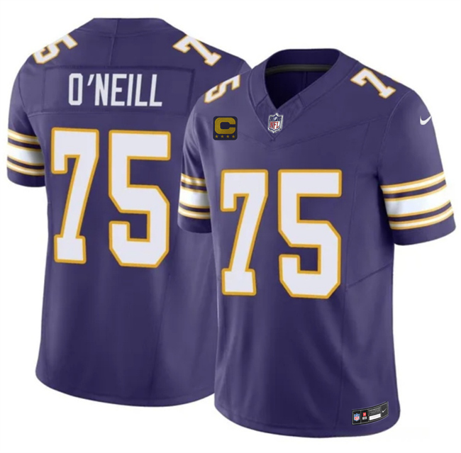 Men's Minnesota Vikings #75 Brian O'Neill Purple 2026 F.U.S.E. 4-Star C Patch Vapor Untouchable Limited Stitched Jersey Men's Minnesota Vikings #75 Brian O'Neill Purple 2026 F.U.S.E. 4-Star C Patch Vapor Untouchable Limited Stitched Jersey