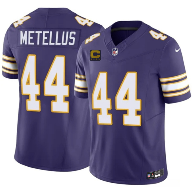Men's Minnesota Vikings #44 Josh Metellus Purple 2026 F.U.S.E. 4-Star C Patch Vapor Untouchable Limited Stitched Jersey