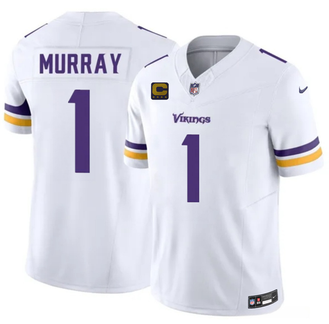 Men's Minnesota Vikings #1 Kyler Murray White 2026 F.U.S.E. 4-Star C Patch Vapor Untouchable Limited Stitched Jersey Men's Minnesota Vikings #1 Kyler Murray White 2026 F.U.S.E. 4-Star C Patch Vapor Untouchable Limited Stitched Jersey