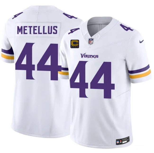 Men's Minnesota Vikings #44 Josh Metellus White 2026 F.U.S.E. 4-Star C Patch Winter Warrior Limited Stitched Jersey Men's Minnesota Vikings #44 Josh Metellus White 2026 F.U.S.E. 4-Star C Patch Winter Warrior Limited Stitched Jersey