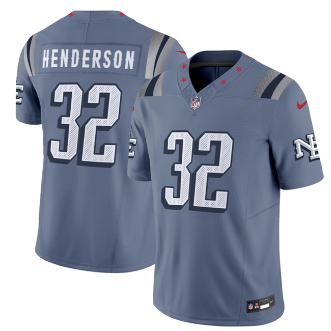 Men's New England Patriots #32 TreVeyon Henderson 2025 F.U.S.E. “Rivalries” Vapor Limited Stitched Football Jersey Men's New England Patriots #32 TreVeyon Henderson 2025 F.U.S.E. “Rivalries” Vapor Limited Stitched Football Jersey