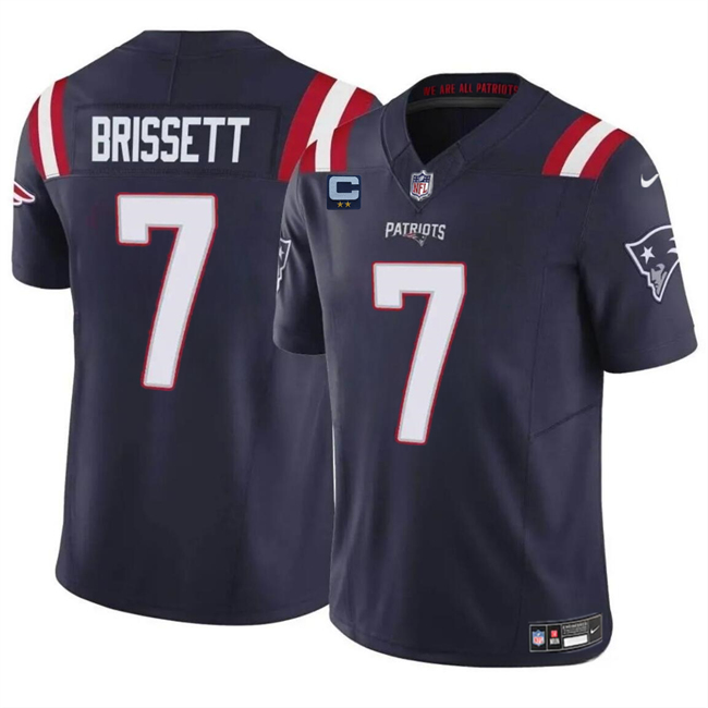 en's New England Patriots #7 Jacoby Brissett Navy F.U.S.E. With 2-Star C Patch Vapor Limited Stitched Football Jersey en's New England Patriots #7 Jacoby Brissett Navy F.U.S.E. With 2-Star C Patch Vapor Limited Stitched Football Jersey