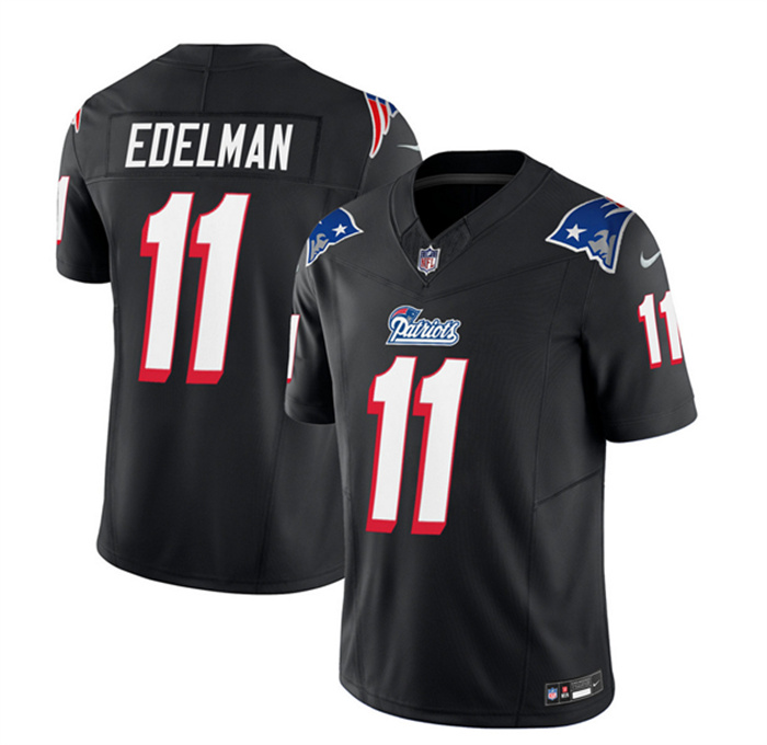Men's New England Patriots #11 Julian Edelman Black 2023 F.U.S.E. Throwback Limited Stitched Football Jersey Men's New England Patriots #11 Julian Edelman Black 2023 F.U.S.E. Throwback Limited Stitched Football Jersey