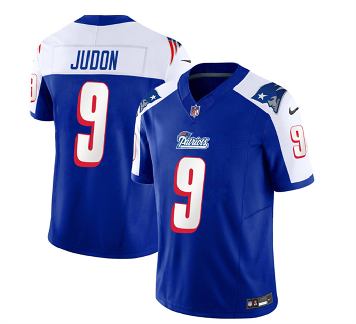 Men's New England Patriots #9 Matthew Judon Blue White 2023 F.U.S.E. Vapor Limited Stitched Football Jersey Men's New England Patriots #9 Matthew Judon Blue White 2023 F.U.S.E. Vapor Limited Stitched Football Jersey