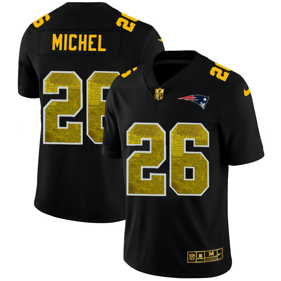 New England Patriots #26 Sony Michel Men's Black Nike Golden Sequin Vapor Limited NFL Jersey New England Patriots #26 Sony Michel Men's Black Nike Golden Sequin Vapor Limited NFL Jersey