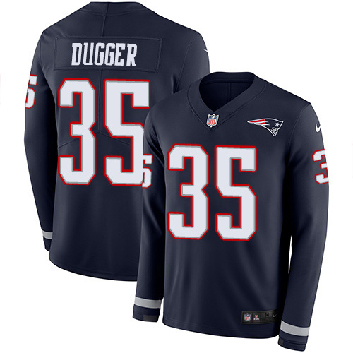 Nike Patriots #35 Kyle Dugger Navy Blue Team Color Men's Stitched NFL Limited Therma Long Sleeve Jersey Nike Patriots #35 Kyle Dugger Navy Blue Team Color Men's Stitched NFL Limited Therma Long Sleeve Jersey