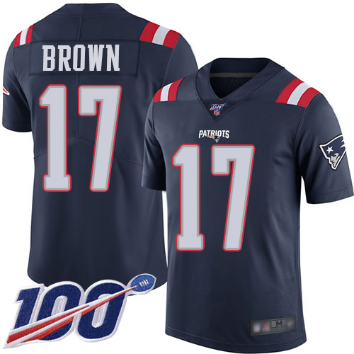 Patriots #17 Antonio Brown Navy Blue Men's Stitched Football Limited Rush 100th Season Jersey Patriots #17 Antonio Brown Navy Blue Men's Stitched Football Limited Rush 100th Season Jersey