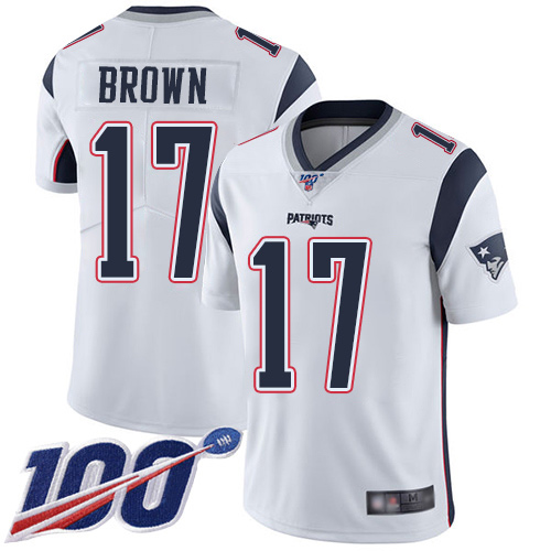 Patriots #17 Antonio Brown White Men's Stitched Football 100th Season Vapor Limited Jersey Patriots #17 Antonio Brown White Men's Stitched Football 100th Season Vapor Limited Jersey