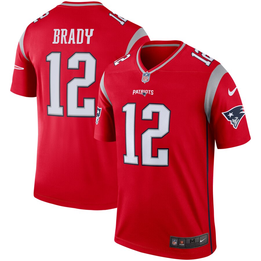 Nike Patriots 12 Tom Brady Red Inverted Legend Jersey Nike Patriots 12 Tom Brady Red Inverted Legend Jersey