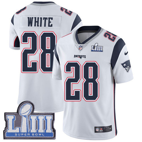 Nike Patriots #28 James White White Super Bowl LIII Bound Men's Stitched NFL Vapor Untouchable Limited Jersey Nike Patriots #28 James White White Super Bowl LIII Bound Men's Stitched NFL Vapor Untouchable Limited Jersey