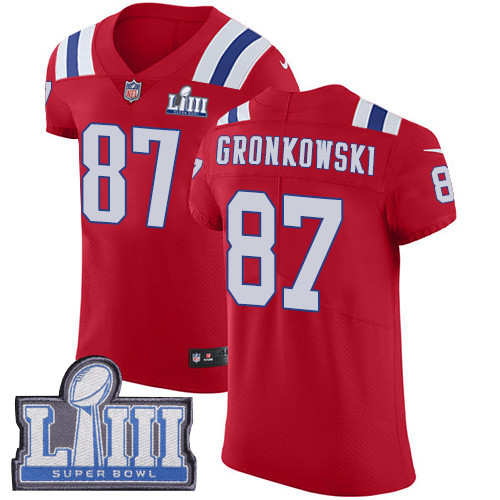 Nike Patriots #87 Rob Gronkowski Red Alternate Super Bowl LIII Bound Men's Stitched NFL Vapor Untouchable Elite Jersey Nike Patriots #87 Rob Gronkowski Red Alternate Super Bowl LIII Bound Men's Stitched NFL Vapor Untouchable Elite Jersey