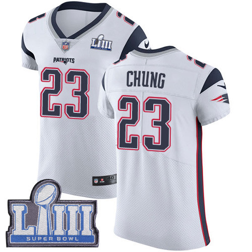 Nike Patriots #23 Patrick Chung White Super Bowl LIII Bound Men's Stitched NFL Vapor Untouchable Elite Jersey Nike Patriots #23 Patrick Chung White Super Bowl LIII Bound Men's Stitched NFL Vapor Untouchable Elite Jersey