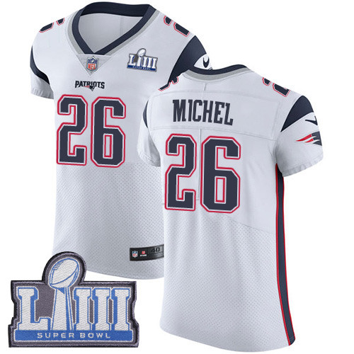 Nike Patriots #26 Sony Michel White Super Bowl LIII Bound Men's Stitched NFL Vapor Untouchable Elite Jersey Nike Patriots #26 Sony Michel White Super Bowl LIII Bound Men's Stitched NFL Vapor Untouchable Elite Jersey