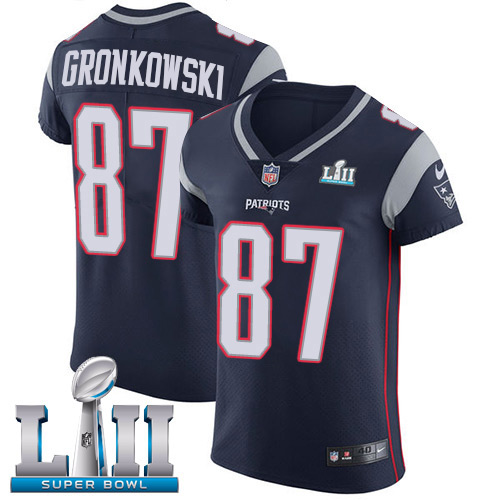 Nike Patriots #87 Rob Gronkowski Navy Blue Team Color Super Bowl LII Men's Stitched NFL Vapor Untouchable Elite Jersey Nike Patriots #87 Rob Gronkowski Navy Blue Team Color Super Bowl LII Men's Stitched NFL Vapor Untouchable Elite Jersey