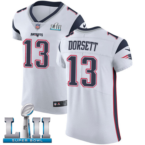 Nike Patriots #13 Phillip Dorsett White Super Bowl LII Men's Stitched NFL Vapor Untouchable Elite Jersey Nike Patriots #13 Phillip Dorsett White Super Bowl LII Men's Stitched NFL Vapor Untouchable Elite Jersey