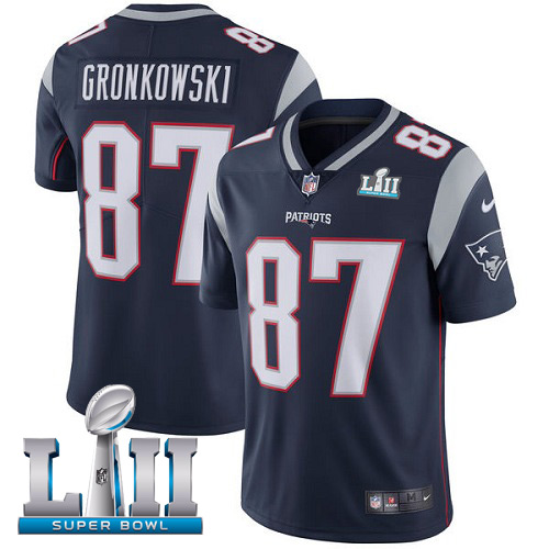 Nike Patriots #87 Rob Gronkowski Navy Blue Team Color Super Bowl LII Men's Stitched NFL Vapor Untouchable Limited Jersey Nike Patriots #87 Rob Gronkowski Navy Blue Team Color Super Bowl LII Men's Stitched NFL Vapor Untouchable Limited Jersey