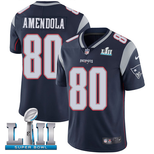 Nike Patriots #80 Danny Amendola Navy Blue Team Color Super Bowl LII Men's Stitched NFL Vapor Untouchable Limited Jersey Nike Patriots #80 Danny Amendola Navy Blue Team Color Super Bowl LII Men's Stitched NFL Vapor Untouchable Limited Jersey