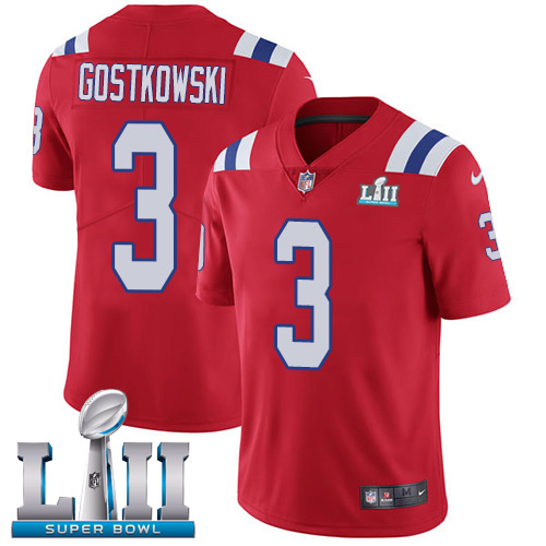 Nike Patriots #3 Stephen Gostkowski Red Alternate Super Bowl LII Men's Stitched NFL Vapor Untouchable Limited Jersey Nike Patriots #3 Stephen Gostkowski Red Alternate Super Bowl LII Men's Stitched NFL Vapor Untouchable Limited Jersey
