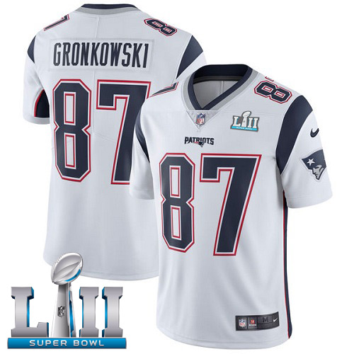 Nike Patriots #87 Rob Gronkowski White Super Bowl LII Men's Stitched NFL Vapor Untouchable Limited Jersey Nike Patriots #87 Rob Gronkowski White Super Bowl LII Men's Stitched NFL Vapor Untouchable Limited Jersey