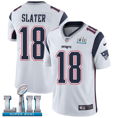 Nike Patriots #18 Matt Slater White Super Bowl LII Men's Stitched NFL Vapor Untouchable Limited Jersey Nike Patriots #18 Matt Slater White Super Bowl LII Men's Stitched NFL Vapor Untouchable Limited Jersey