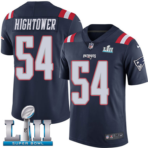 Nike Patriots #54 Dont'a Hightower Navy Blue Super Bowl LII Men's Stitched NFL Limited Rush Jersey
