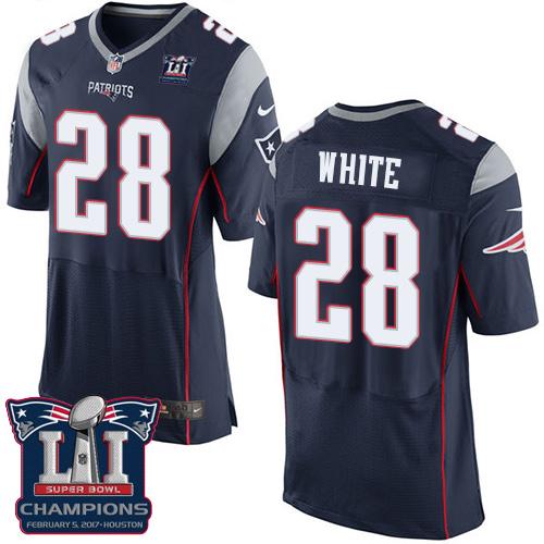 Nike Patriots #28 James White Navy Blue Team Color Super Bowl LI Champions Men's Stitched NFL New Elite Jersey Nike Patriots #28 James White Navy Blue Team Color Super Bowl LI Champions Men's Stitched NFL New Elite Jersey