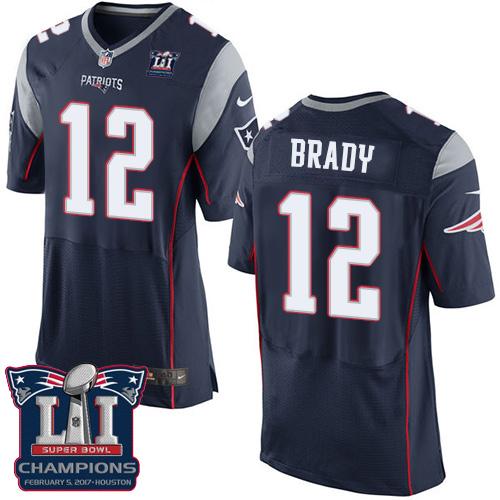 Nike Patriots #12 Tom Brady Navy Blue Team Color Super Bowl LI Champions Men's Stitched NFL New Elite Jersey Nike Patriots #12 Tom Brady Navy Blue Team Color Super Bowl LI Champions Men's Stitched NFL New Elite Jersey
