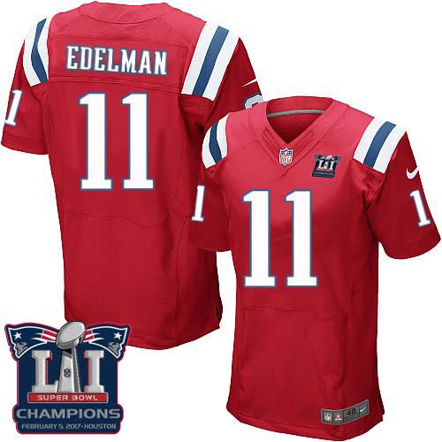 Nike Patriots #11 Julian Edelman Red Alternate Super Bowl LI Champions Men's Stitched NFL Elite Jersey Nike Patriots #11 Julian Edelman Red Alternate Super Bowl LI Champions Men's Stitched NFL Elite Jersey