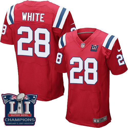 Nike Patriots #28 James White Red Alternate Super Bowl LI Champions Men's Stitched NFL Elite Jersey Nike Patriots #28 James White Red Alternate Super Bowl LI Champions Men's Stitched NFL Elite Jersey