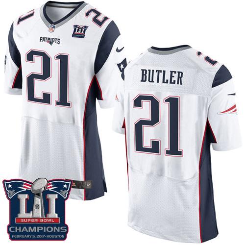 Nike Patriots #21 Malcolm Butler White Super Bowl LI Champions Men's Stitched NFL New Elite Jersey Nike Patriots #21 Malcolm Butler White Super Bowl LI Champions Men's Stitched NFL New Elite Jersey