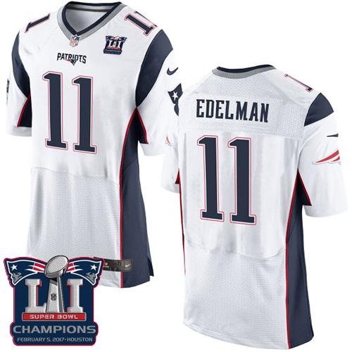 Nike Patriots #11 Julian Edelman White Super Bowl LI Champions Men's Stitched NFL New Elite Jersey Nike Patriots #11 Julian Edelman White Super Bowl LI Champions Men's Stitched NFL New Elite Jersey