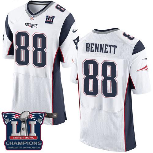 Nike Patriots #88 Martellus Bennett White Super Bowl LI Champions Men's Stitched NFL Elite Jersey Nike Patriots #88 Martellus Bennett White Super Bowl LI Champions Men's Stitched NFL Elite Jersey