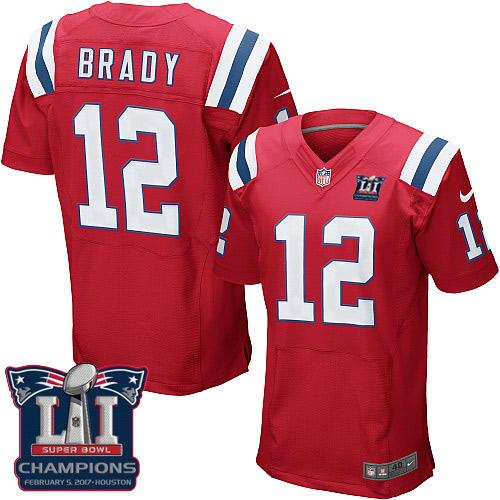 Nike Patriots #12 Tom Brady Red Alternate Super Bowl LI Champions Men's Stitched NFL Elite Jersey Nike Patriots #12 Tom Brady Red Alternate Super Bowl LI Champions Men's Stitched NFL Elite Jersey