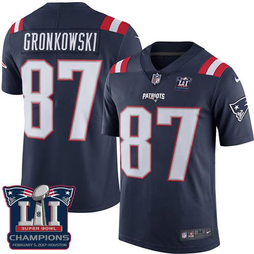 Nike Patriots #87 Rob Gronkowski Navy Blue Super Bowl LI Champions Men's Stitched NFL Limited Rush Jersey Nike Patriots #87 Rob Gronkowski Navy Blue Super Bowl LI Champions Men's Stitched NFL Limited Rush Jersey