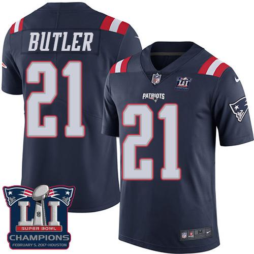 Nike Patriots #21 Malcolm Butler Navy Blue Super Bowl LI Champions Men's Stitched NFL Limited Rush Jersey Nike Patriots #21 Malcolm Butler Navy Blue Super Bowl LI Champions Men's Stitched NFL Limited Rush Jersey