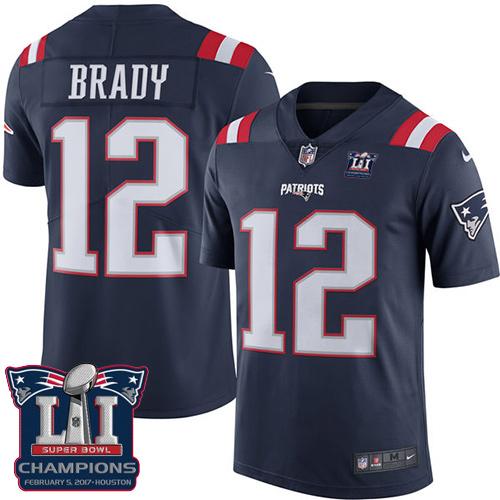 Nike Patriots #12 Tom Brady Navy Blue Super Bowl LI Champions Men's Stitched NFL Limited Rush Jersey Nike Patriots #12 Tom Brady Navy Blue Super Bowl LI Champions Men's Stitched NFL Limited Rush Jersey
