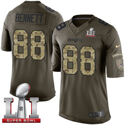 Nike Patriots #88 Martellus Bennett Green Super Bowl LI 51 Men's Stitched NFL Limited Salute to Service Jersey