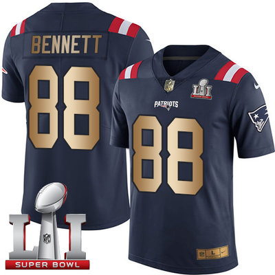 Nike Patriots #88 Martellus Bennett Navy Blue Super Bowl LI 51 Men's Stitched NFL Limited Gold Rush Jersey Nike Patriots #88 Martellus Bennett Navy Blue Super Bowl LI 51 Men's Stitched NFL Limited Gold Rush Jersey