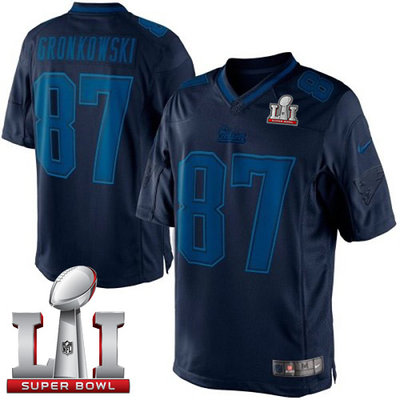 Nike Patriots #87 Rob Gronkowski Navy Blue Super Bowl LI 51 Men's Stitched NFL Drenched Limited Jersey Nike Patriots #87 Rob Gronkowski Navy Blue Super Bowl LI 51 Men's Stitched NFL Drenched Limited Jersey