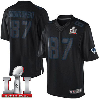 Nike Patriots #87 Rob Gronkowski Black Super Bowl LI 51 Men's Stitched NFL Impact Limited Jersey Nike Patriots #87 Rob Gronkowski Black Super Bowl LI 51 Men's Stitched NFL Impact Limited Jersey
